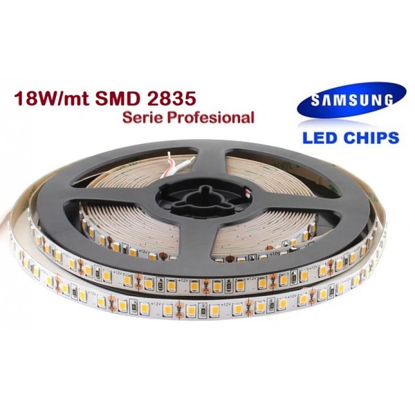 Tira LED 5 mts Flexible 90W 600 Led SMD 2835 IP20 Blanco Neutro Alta Luminosidad